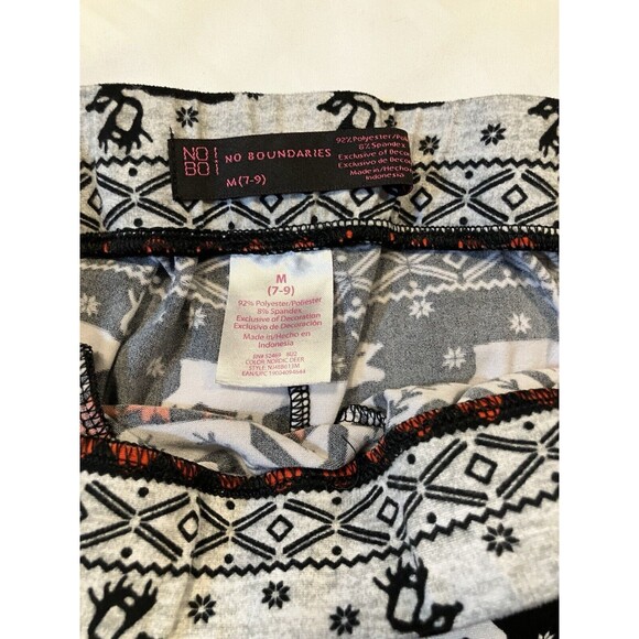 NO BOUNDARIES Reindeer Fairisle Black Ankle Leggings Sz Medium M(7-9) - Picture 4 of 4